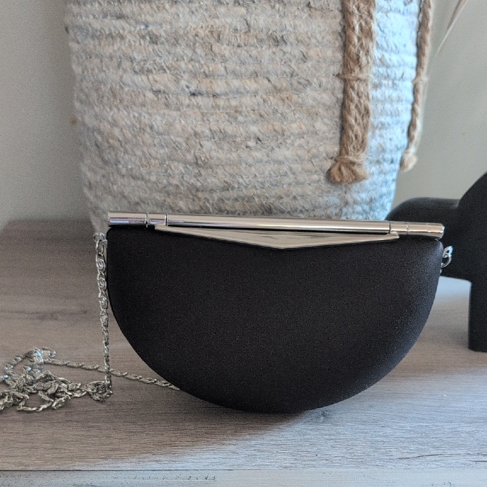 Vintage Satin Black Clutch